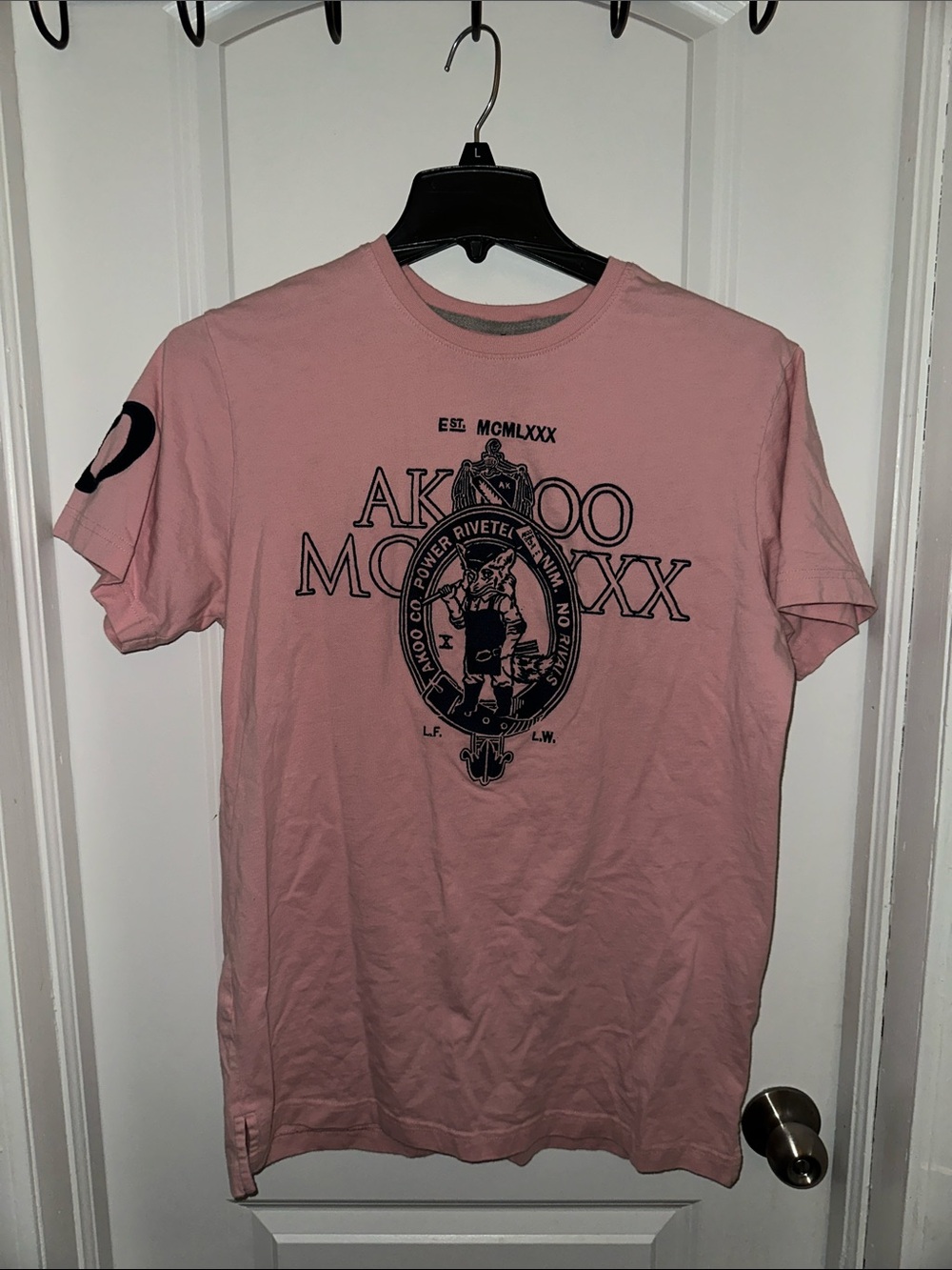 Akoo Pink Short Sleeve Graphic Tee with Black Logo